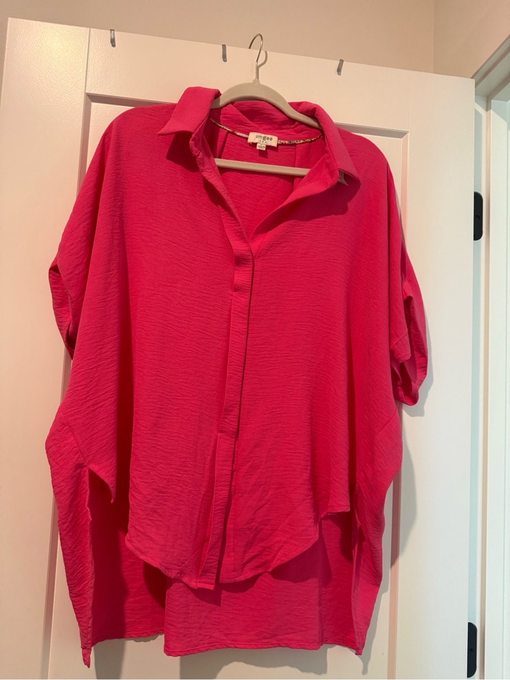 Umgee Hot Pink Relaxed Button-Front Blouse